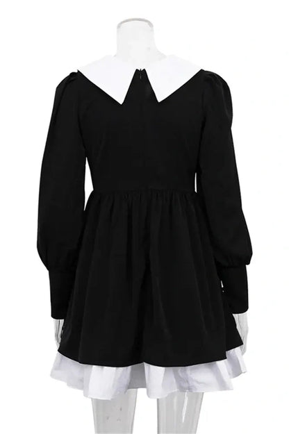 Vintage Mini Dress with Turn-Down Collar