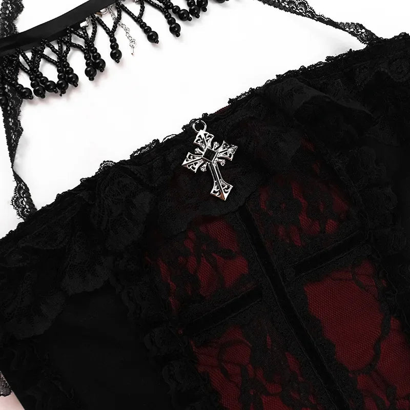 Skeleton Print Crop Corset