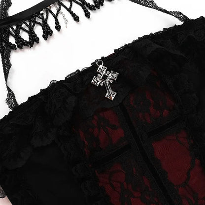 Skeleton Print Crop Corset