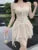 Y2K Irregular Ruffles Short Dresses for Women Spaghetti Strap High Waist A-line Summer New Korean Fashion One Piece Party Dress