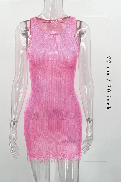 Sleeveless Mini Dress with See-Through Straps