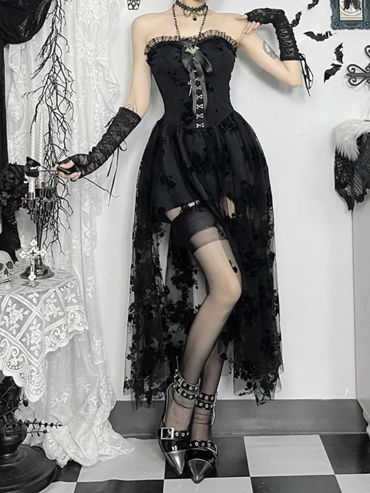 Floral Mesh Corset Midi Dress