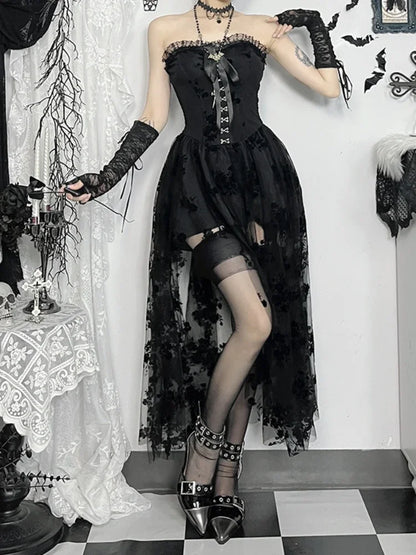 Floral Mesh Corset Midi Dress