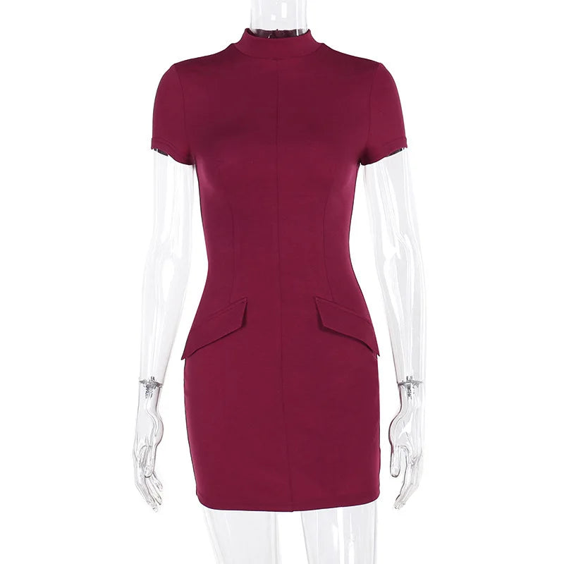 Short Sleeve Mini Dress with Two Pockets