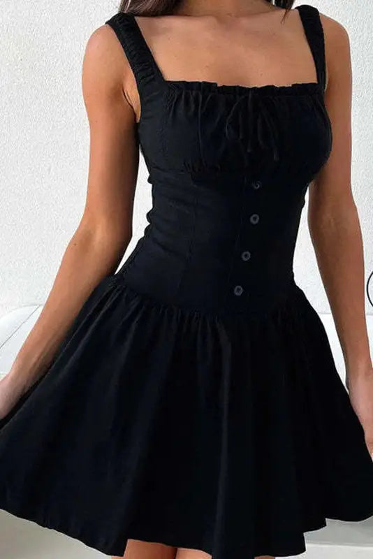 Lace-Up Draped Mini Dress