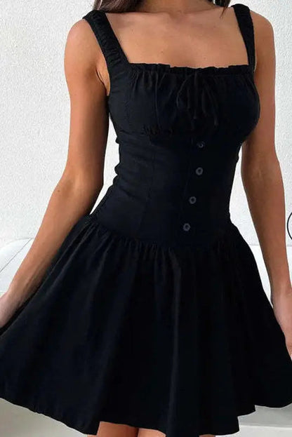 Lace-Up Draped Mini Dress