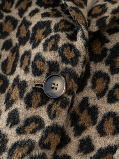 Fall Leopard Print Jacket Blazer Women Lapel One Button Long Sleeve Loose Coat Female  Fashion All-matching New in Outwears