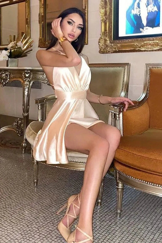 Lace-Up Backless Mini Dress