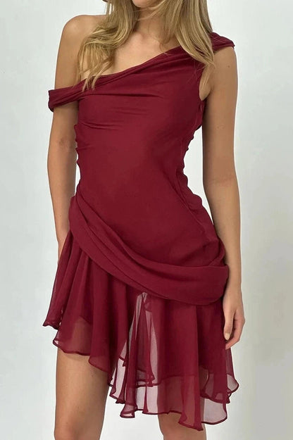 One Shoulder Backless High Waist Mini Dress