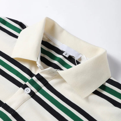 Fashion Stripe Women's T-shirt Casual Short Sleeve Female All Match Polo Shirts Summer New Ladies Loose Tops High Street