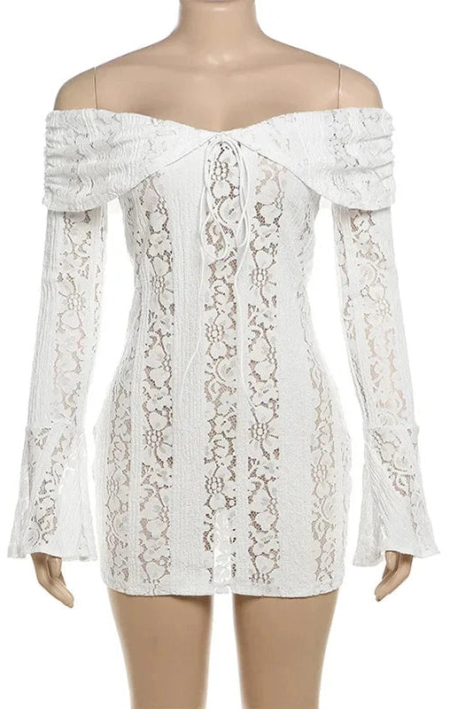 Off-Shoulder Long Sleeve Bodycon Mini Dress