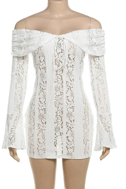Off-Shoulder Long Sleeve Bodycon Mini Dress