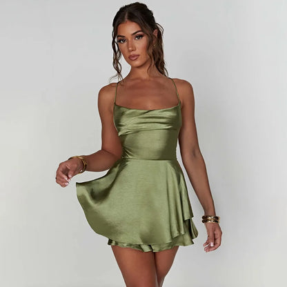 Solid Slim Fit Short Sleeve Mini Dress