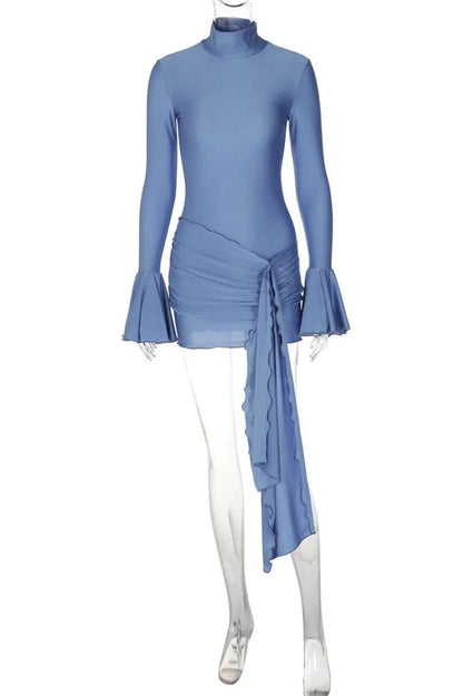 Elegant A-Line Long Sleeve Mini Dress