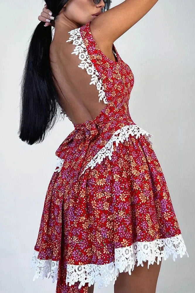 Strappy Sleeveless Mini Dress with High Waist