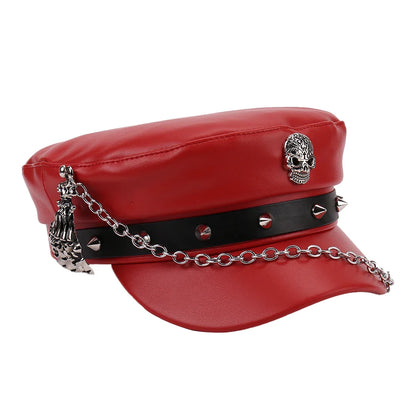 Leather Skull Claw Chain Hat
