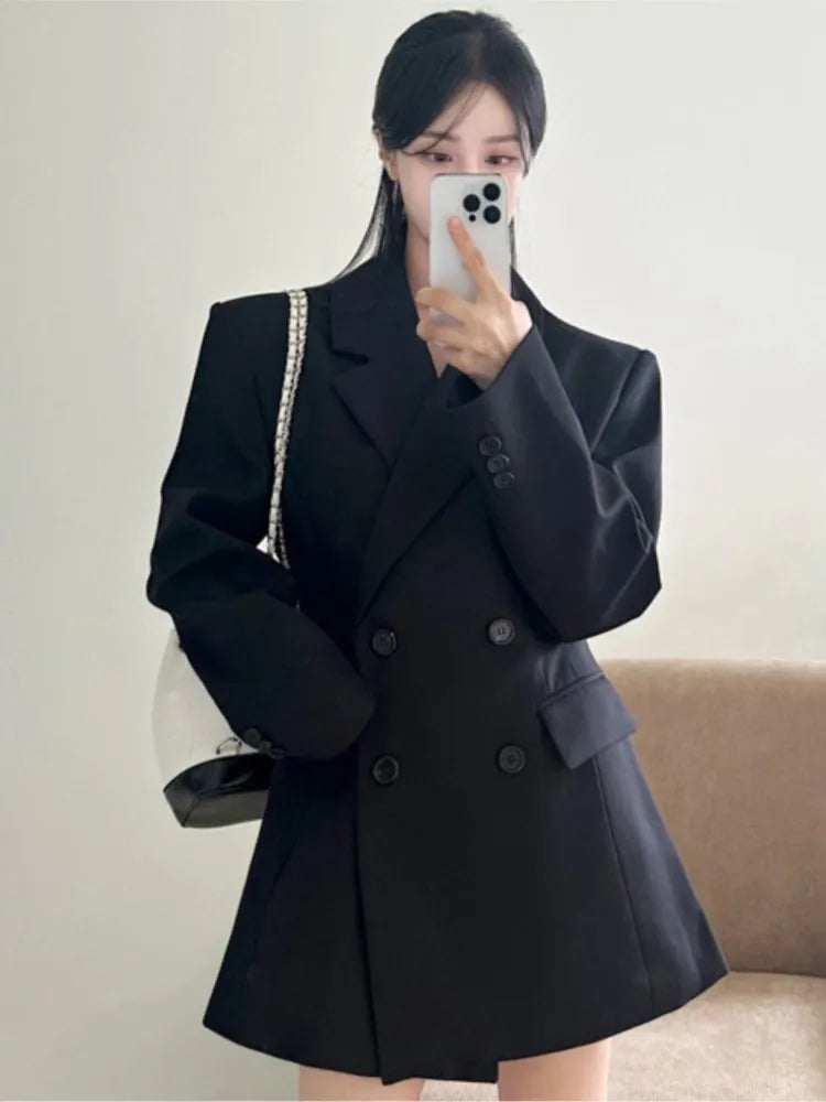 Autumn New Elegant Blazer Coats for Women Long Sleeve Office Lady Korean Fashion Casual Loose Street Trends Solid Blazers Jacket
