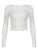 White Solid Hook Hollow Knitted Slim Long Sleeve Cropped T Shirt Women Button Up O Neck Basic Simple Casual Spring Autumn Tees