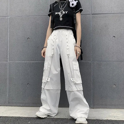 White High Waist Cargo Pants