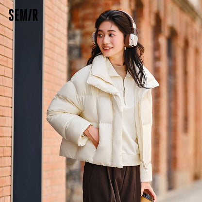 Down Jacket Women Waterproof Loose Simple  New Winter Stand-Up Collar Outerwear Down Jacket