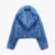 Ins Chic Street Fashion Girls Blue Cropped Plush Fur Coat Women Winter  New Trend Faux Rabbit Fur Jacket Coats Short Outwear