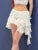 Asymmetrical Hem Lining Boho Vacation Lace Skirt Women