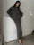 Autumn 2 Piece-Set Maxi Skirt Female V-Neck Loose Patchwork Fashion Pullover And Long Skirt Sets Elegant Ladies Outfits