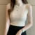 Fashion Elegant Sleeveless Knit Women Blouse Summer Solid Color Vest Casual Tops Half High Neck Shirt
