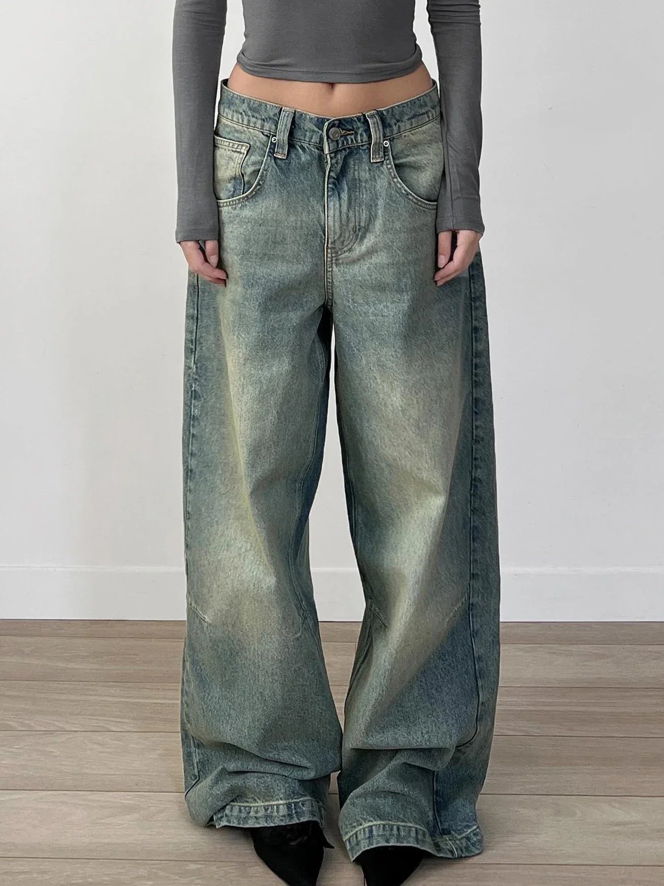 Streetwear y2k Tie Dye Baggy Jeans Women Casual Low Rise Loose Denim Pants Korean Fashion Denim Trousers Retro Mom Jeans