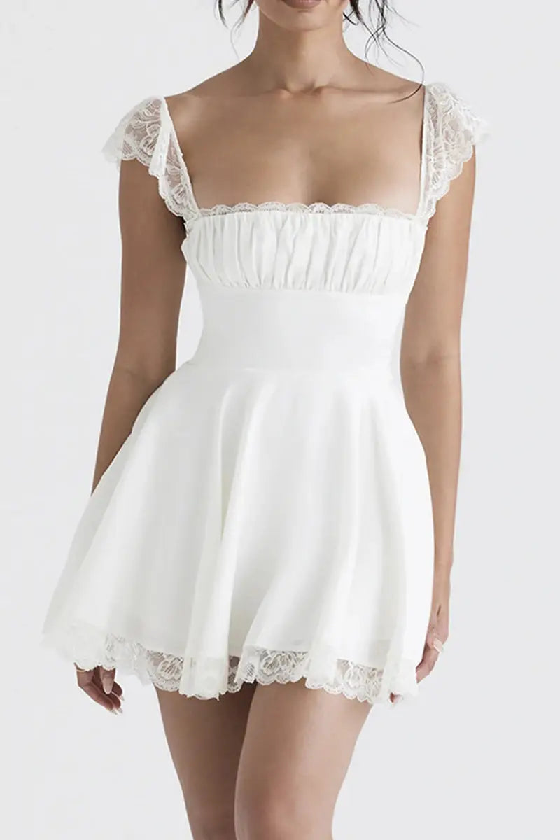 Vintage A-line Mini Dress with Ruched Bust
