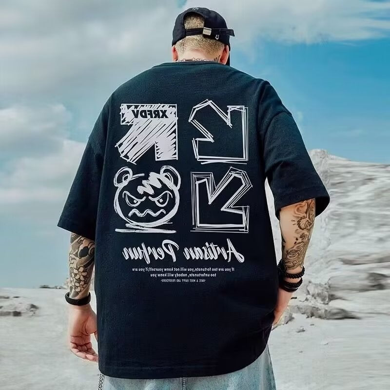 Casual Cotton T Shirt Loose T-shirts Breathable Y2k Tops Hippie Clothes Streetwear Harajuku Short Sleeve Tee FASHION