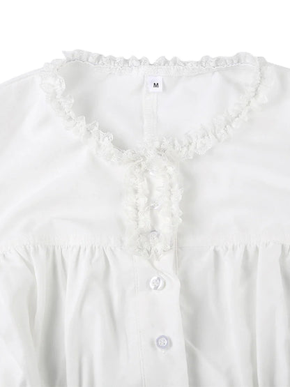 Lace Trim Tie-Front Corset