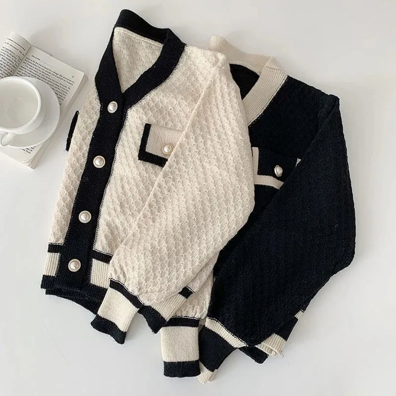 Women’s Korean Fashion New Korean Loose Long-sleeved Knit Sweater Cardigans Outwear Coat