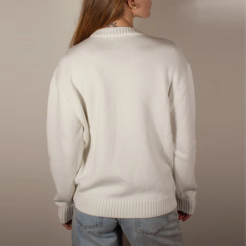 New printed men’s and women’s casual sweater Europe and the United States fashion street knitting sweater