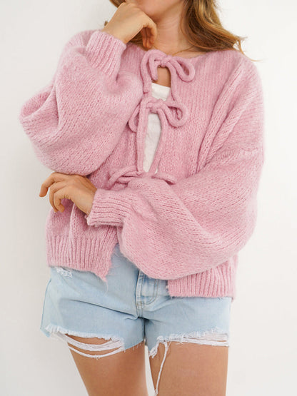 Cárdigan de punto holgado con cordón para mujer | Ideal para otoño/invierno
