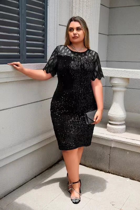 Vestido informal de encaje con lentejuelas para mujer | Ideal para primavera/verano