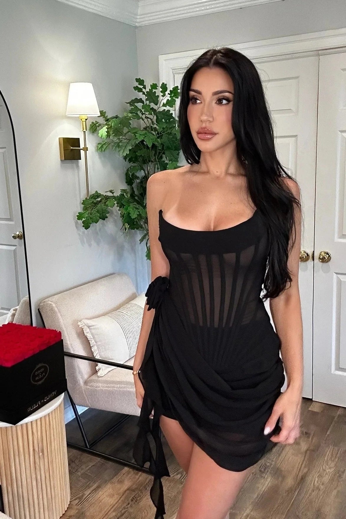 Strapless Patchwork Mini Dress