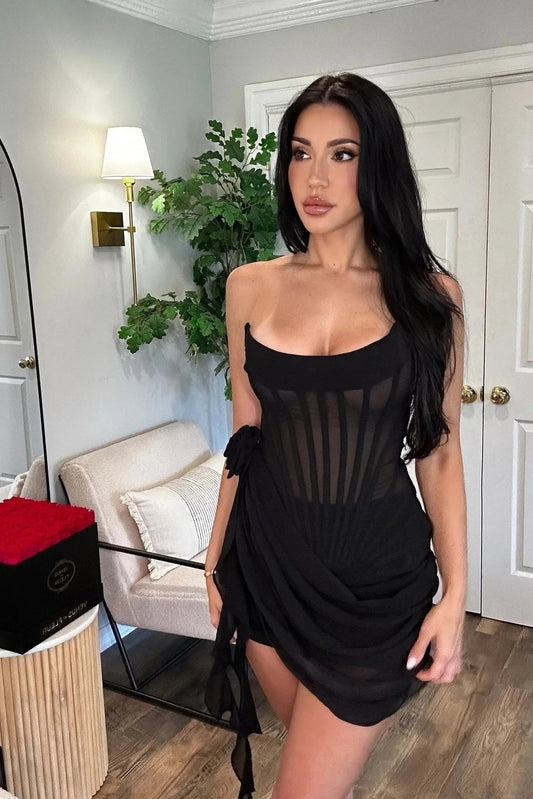 Strapless Patchwork Mini Dress