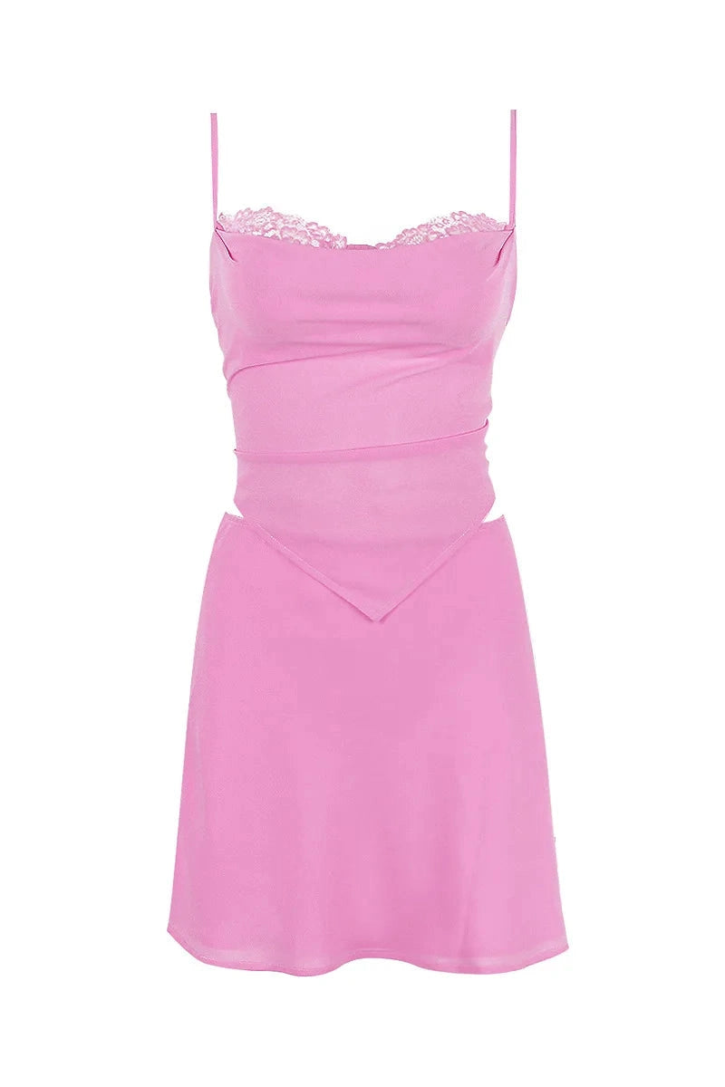 Irregular Two-Piece Mini Dress with Lace-Up Detail