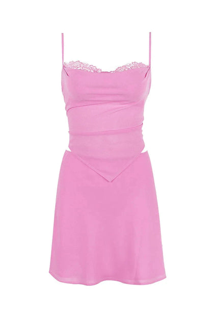 Irregular Two-Piece Mini Dress with Lace-Up Detail