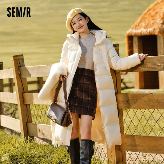 Down Jacket Women Long Length Three-Proof Versatile  Updated Winter New Loose Hooded Coat Simple Down Jacket