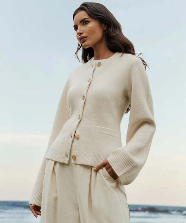 Cárdigan elegante de punto para mujer con botones y bolsillo | Ideal para otoño/invierno