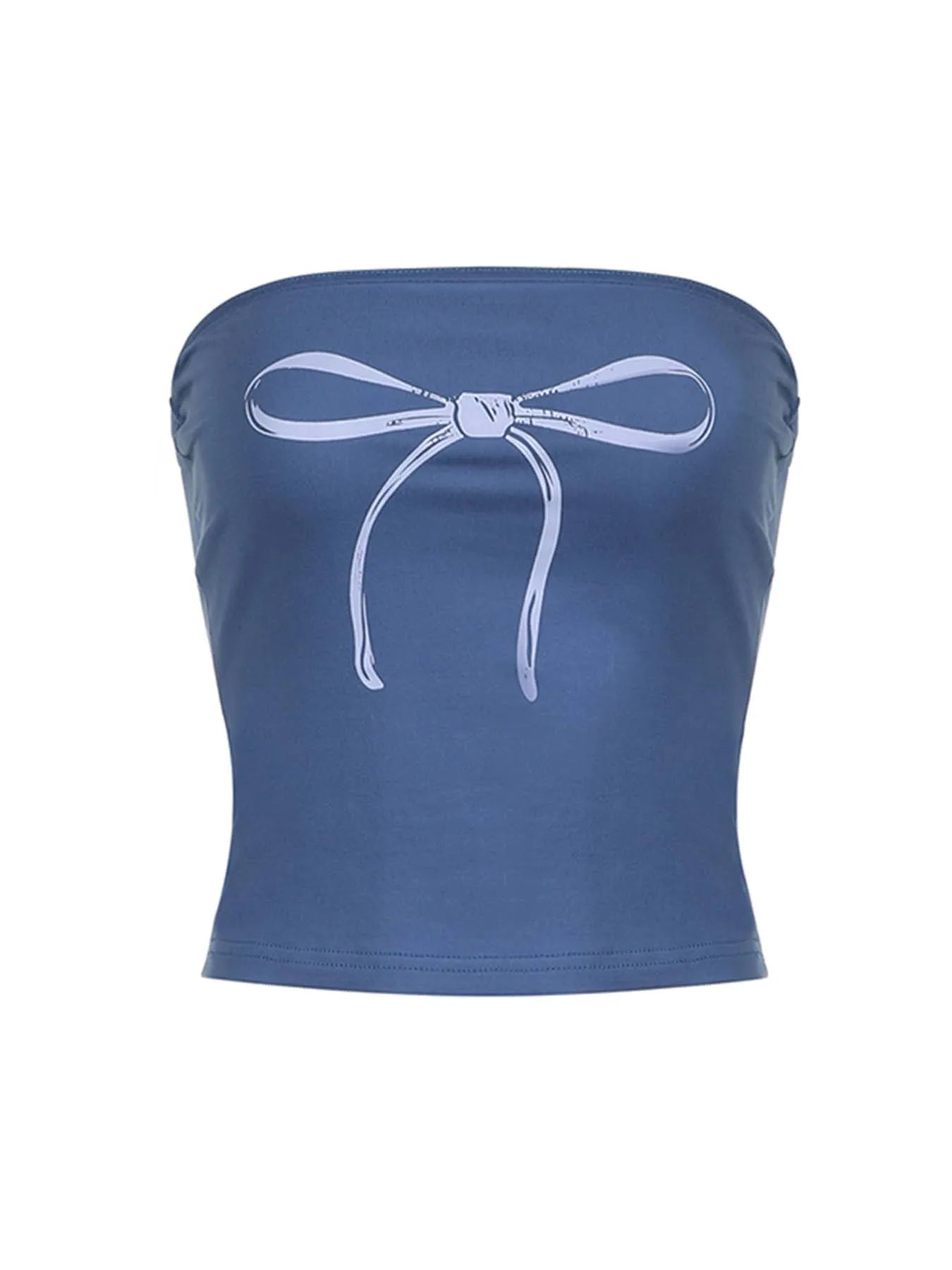 Bow Print Cute Y2K Strapless Tube Top Women 2000s Kawaii Crop Top Summer Streetwear