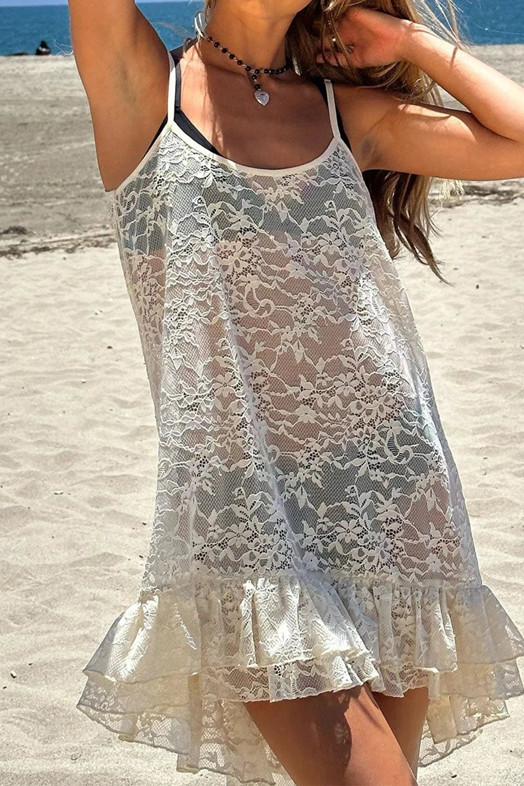 Sleeveless Lace Mini Dress