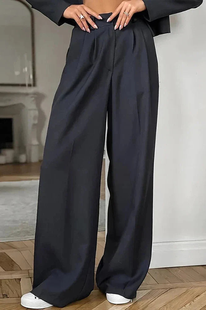 Conjunto de pantalones de oficina lisos de otoño e invierno