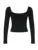 Korean Fashion Shirring Bow Square Collar Slim Long Sleeve Black T Shirt Women White Solid Basic Cute Japanese Top Tee