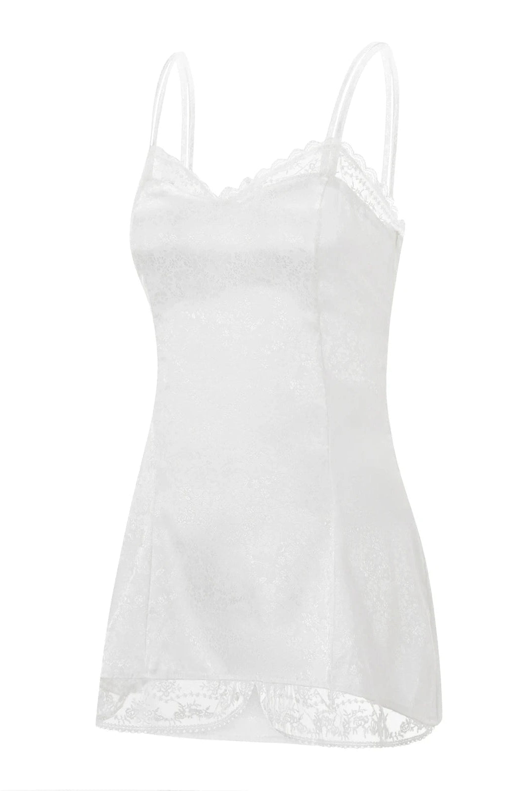 V-Neck Spaghetti Strap Mini Dress with Lace Sleeves