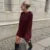 Casual Knitted Solid Mid Long Sweaters Women Loose O-neck Long Sleeve Dark Red Pullover Sweaters Female Autumn Chic Street Tops