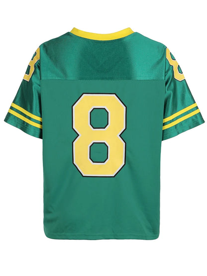 Figure Print Green Short Sleeve Casual Loose Football Jersey T Shirt Women Contrast Patchwork V Neck Stripe Red Summer Long Tees