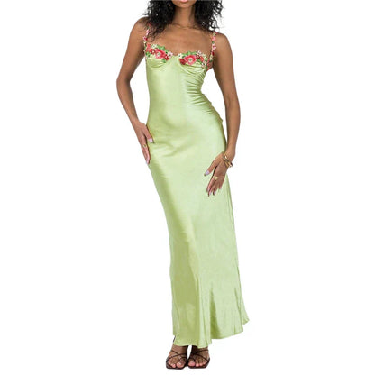 Corset Dresses for y2k Low Cut Satin Spaghetti Strap Sleeveless Bodycon Dresses Going Out Party Dresses